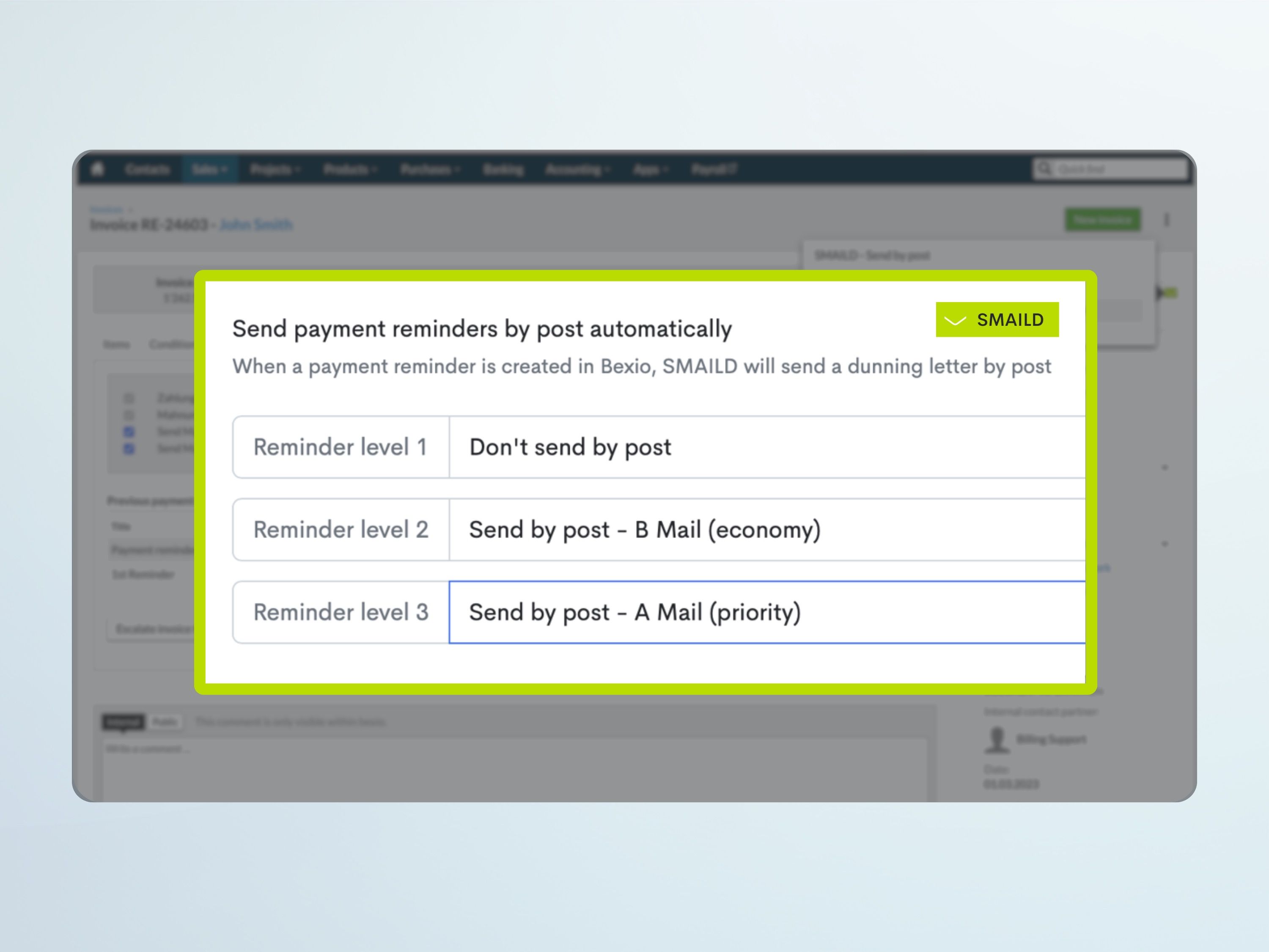 Automatic sending of 2nd & 3rd reminders by post