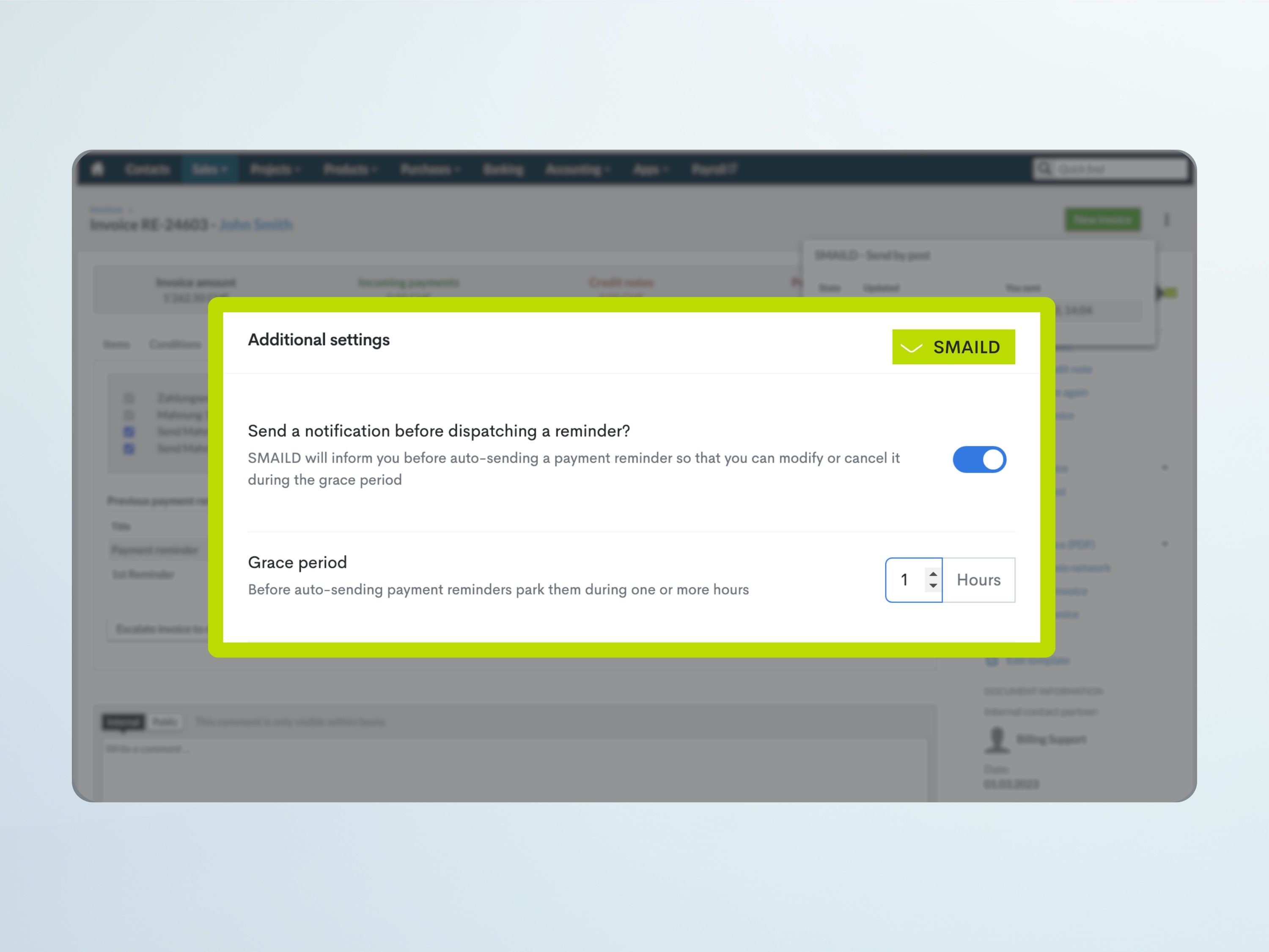 Review window (cancel or edit) before sending